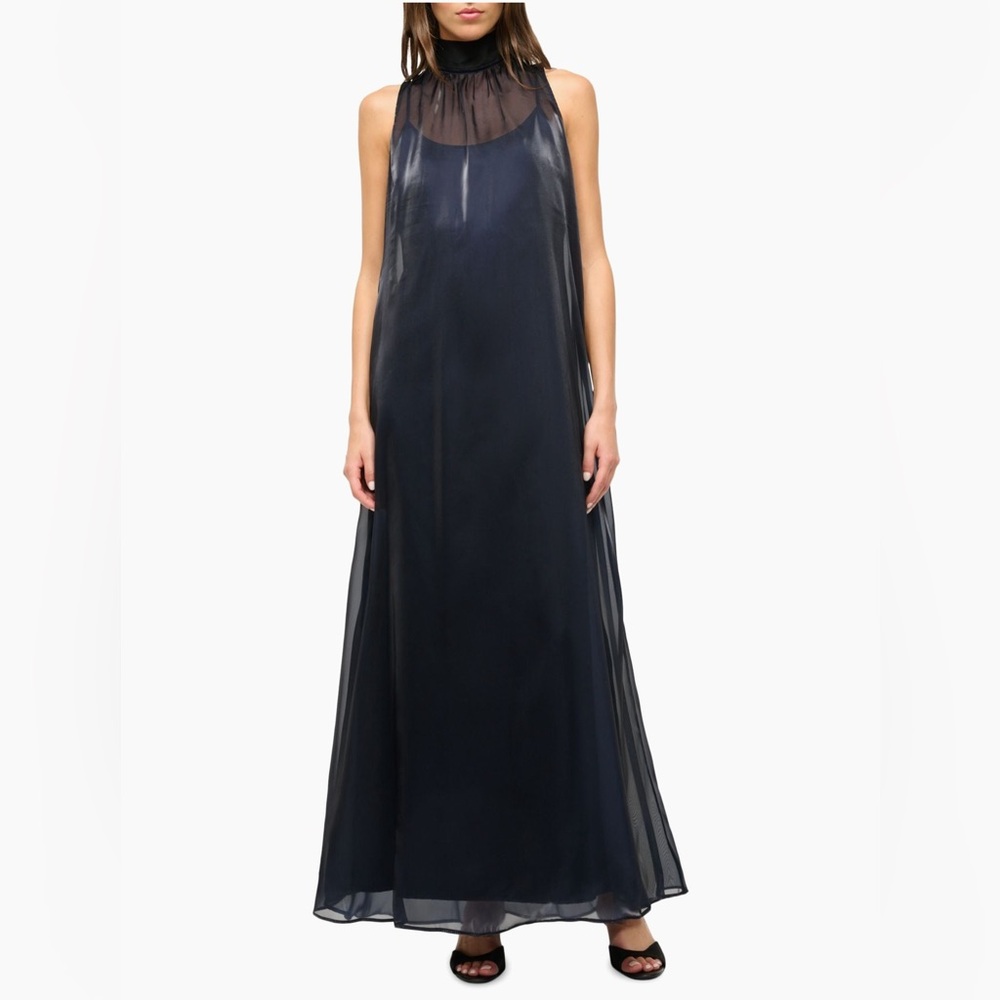 Staud Albee Turtleneck Chiffon Maxi Dress M